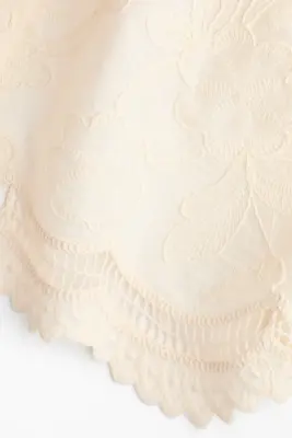 Veste en coton avec broderies - Beige clair — photo 4