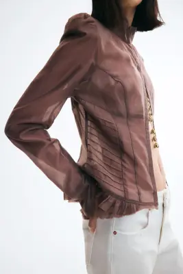 Blouse ajustée à épaulettes - Violet ancien — photo 2