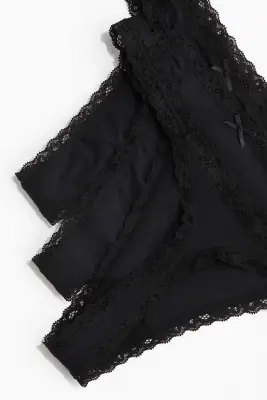 Lot de 3 strings Tanga en microfibre - Noir — photo 4