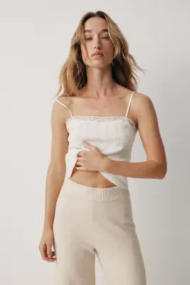 Pantalon en maille fine - Beige clair — photo 2