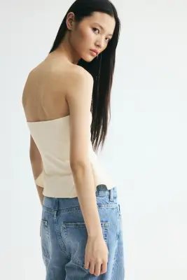 Top bandeau avec basque - Crème — photo 2