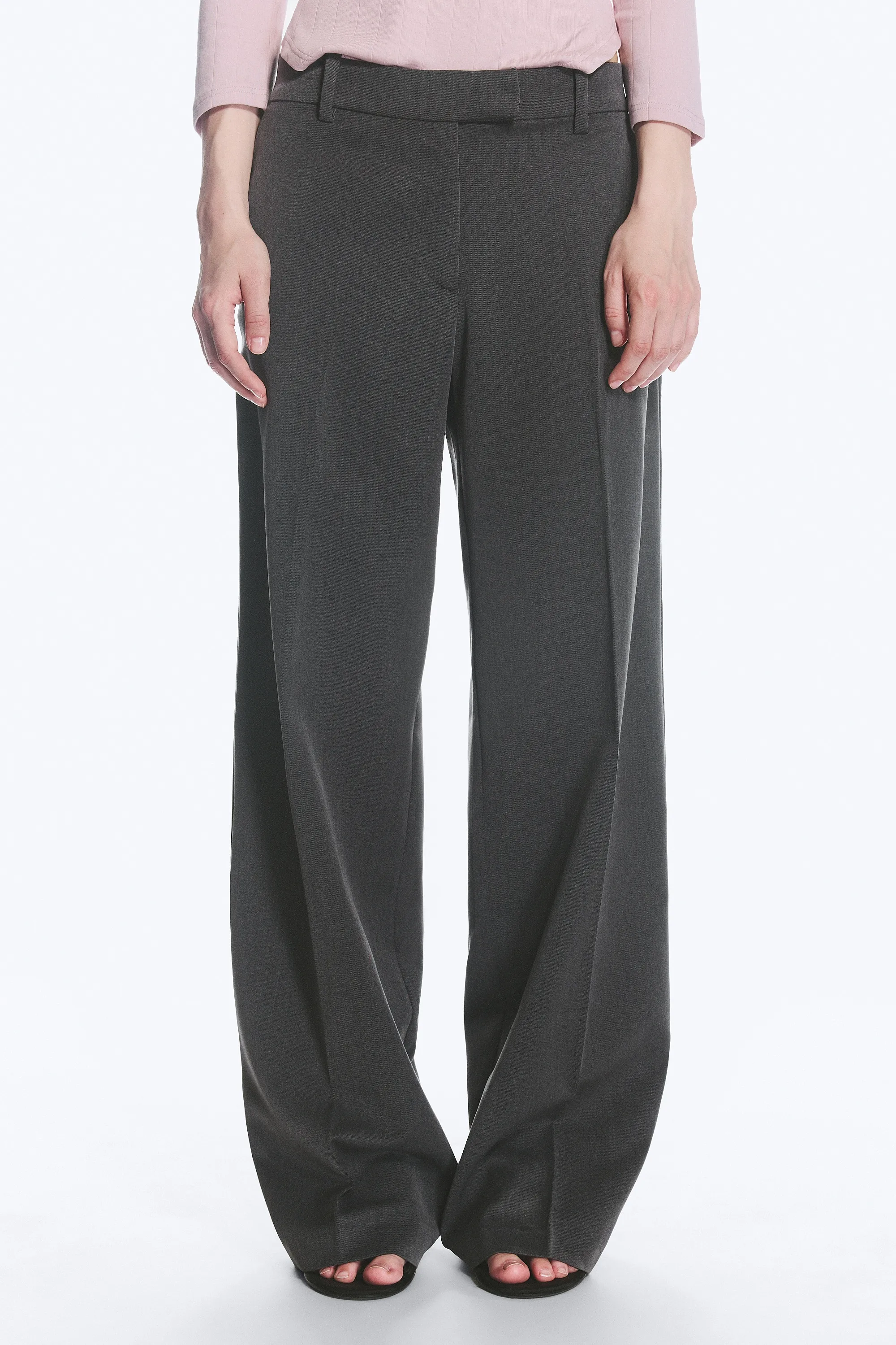 Pantalon de costume taille basse - Gris foncé chiné