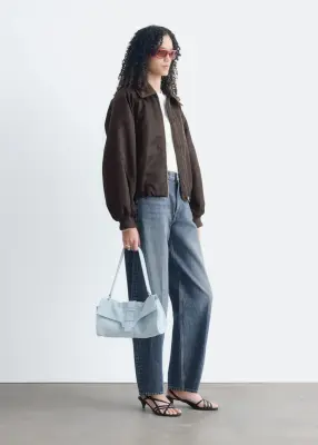 Veste style bomber à col - Marron foncé — photo 4
