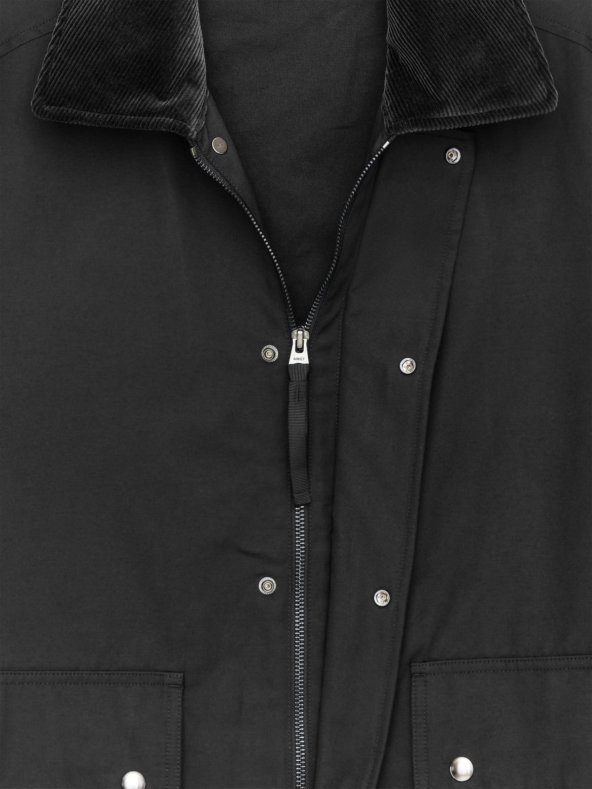 Veste cirée en nylon et coton - Noir