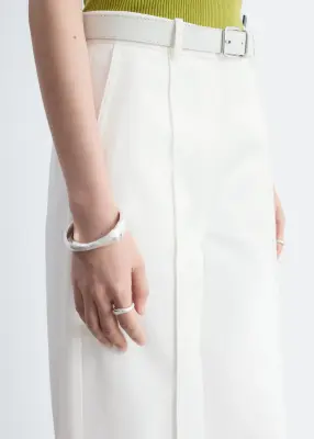 Pantalon en coton à plis marqués - Blanc — photo 1