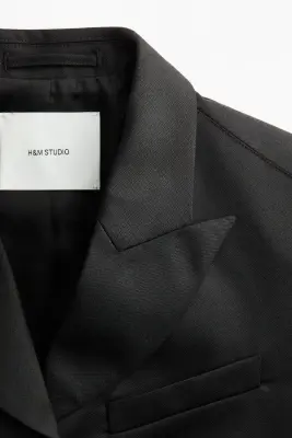 Single-breasted wool-blend blazer - Noir — photo 5