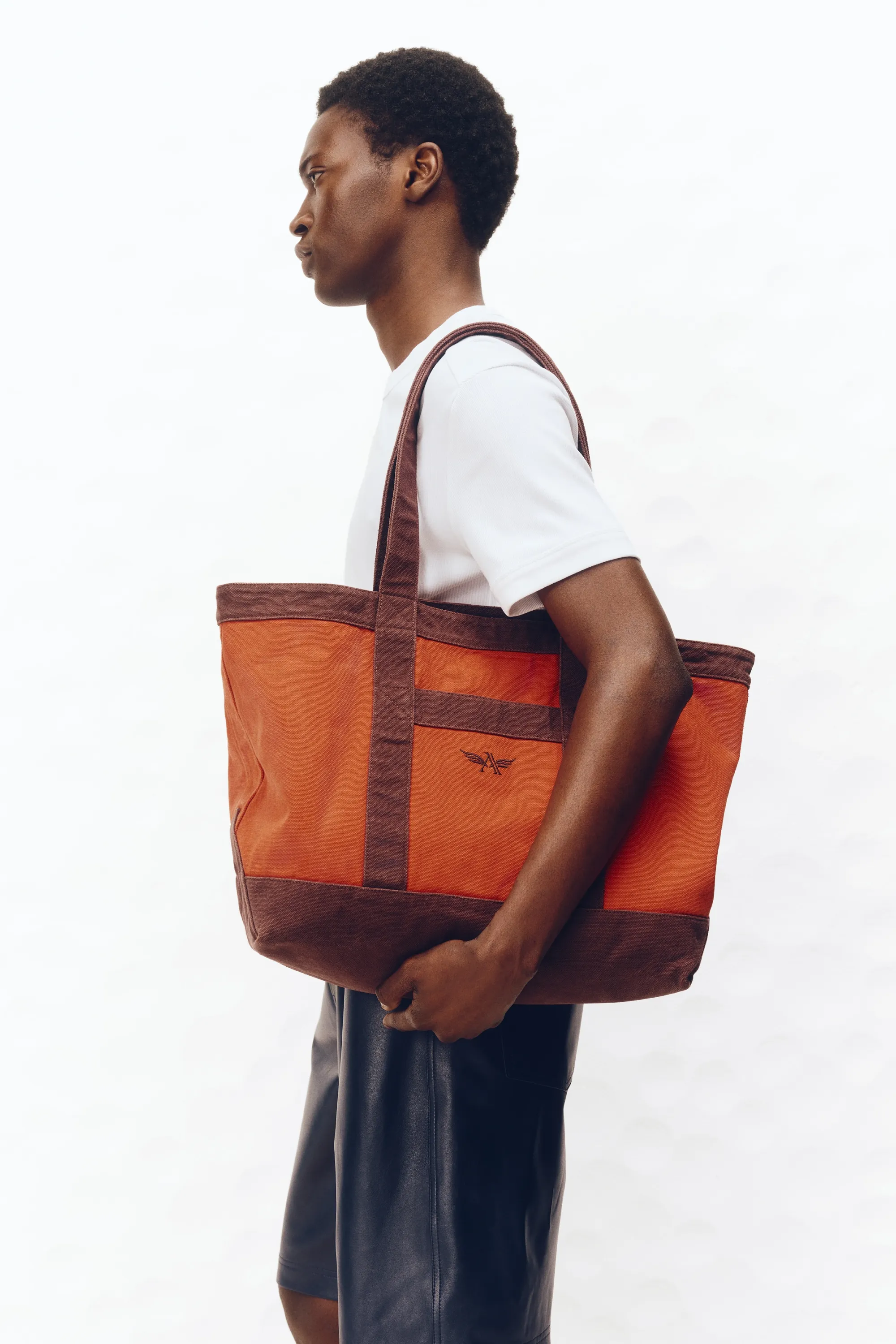 Tote bag en toile - Orange foncé/bordeaux
