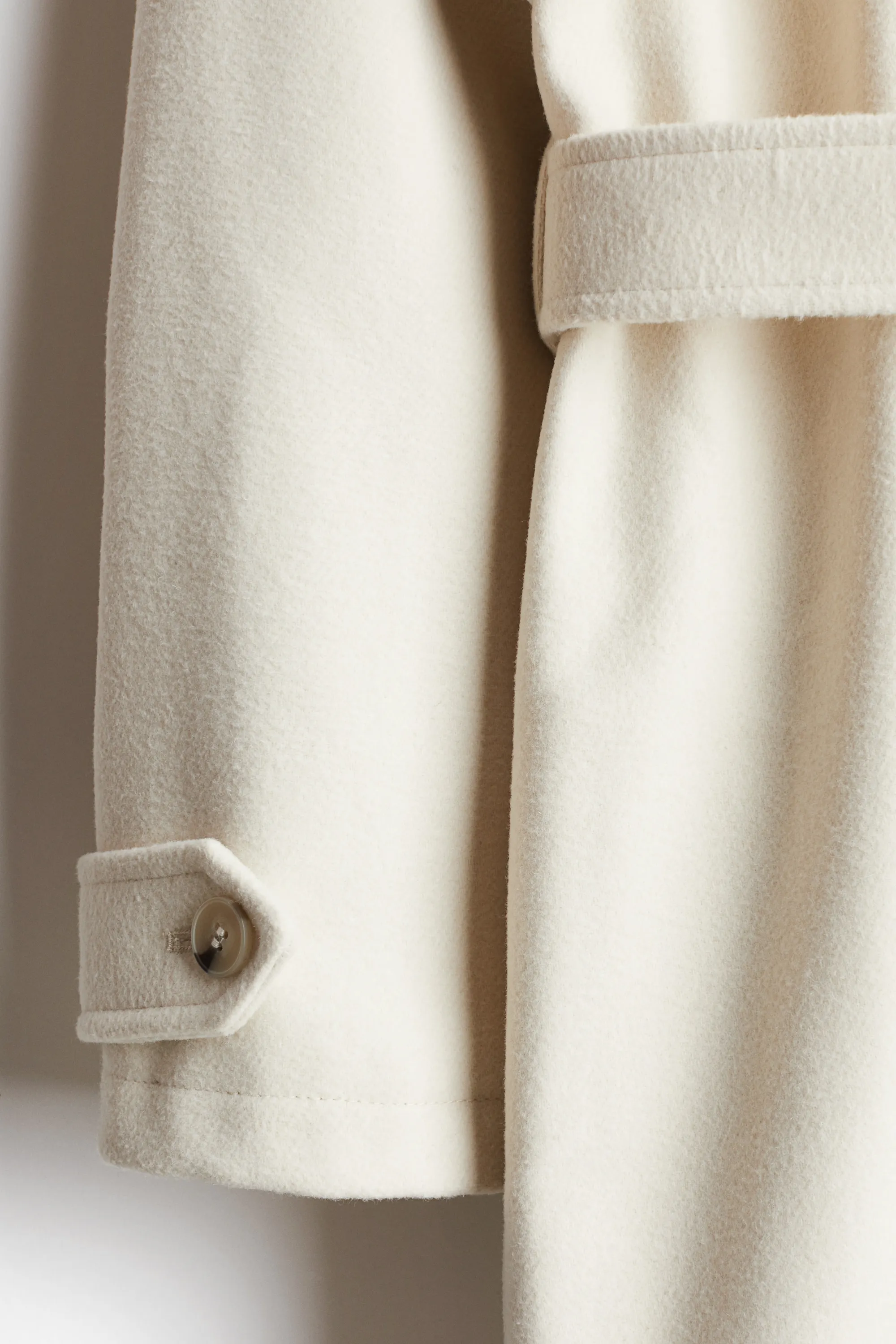 Trench-coat en twill à la finition brossée - Crème