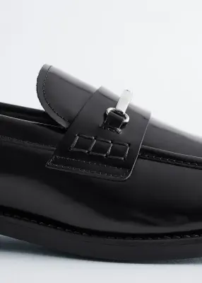 Mocassins en cuir à détails mors - Noir — photo 4