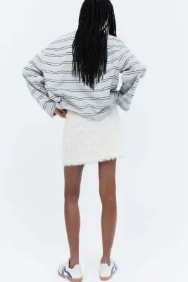 Minijupe duveteuse - Crème — photo 3