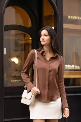 Marley Silk Blouse - Chocolate — photo 2