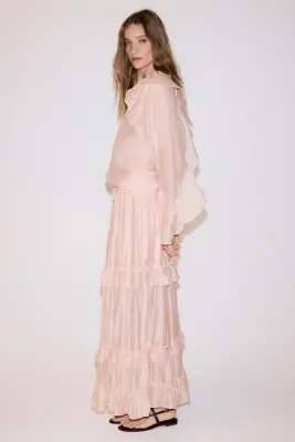 Jupe maxi à étages - Rose pêche clair — photo 2