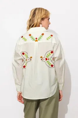 Chemise brodée oiseaux Femme — photo 4