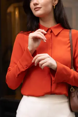 Marley Silk Blouse - Red orange — photo 5