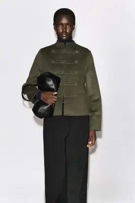 VESTE OFFICIER EN LAINE DOUBLE FACE - KAKI — photo 1