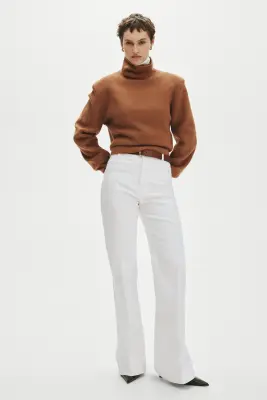 Pantalon évasé en twill - Blanc — photo 2