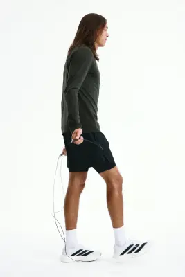 T-shirt de sport à col zippé Muscle Fit DryMove™ - Olive foncé — photo 4