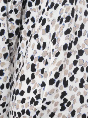 Pull col rond en coton blanc imprimé moucheté beige noir bleu Prix boutique 690€ Taille 36 — photo 3