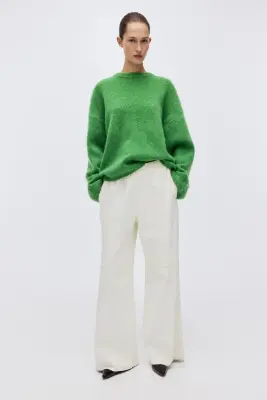 Pull oversize en mohair mélangé - Vert — photo 1