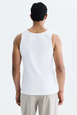 Débardeur côtelé Slim Fit - Blanc — photo 2