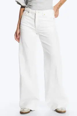 Jean jambe large taille mi-haute Paz - Blanc cassé - Blanc — photo 1
