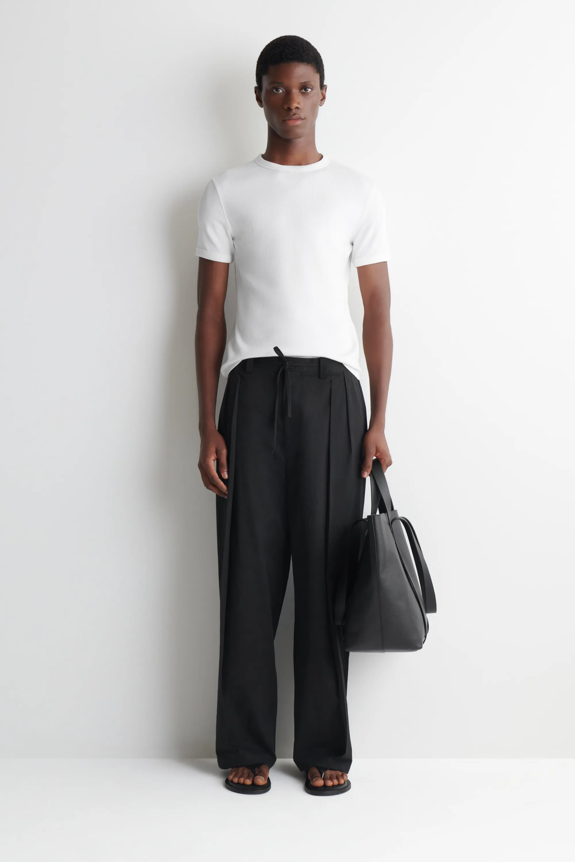 T-SHIRT SLIM EN COTON CÔTELÉ - BLANC