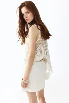 Mini jupe-short en lin mélangé - Blanc — photo 2