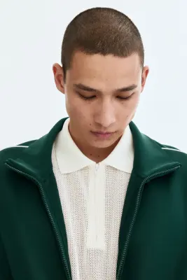 Veste de survêtement en scuba Relaxed Fit - Vert foncé — photo 1
