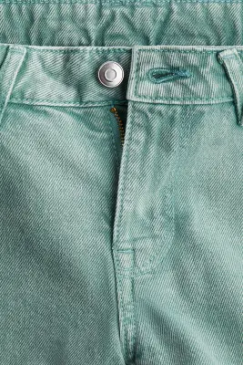 Short frangé en denim - Vert délavé — photo 2