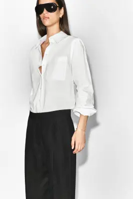 PANTALON DROIT À PANNEAU PLISSÉ - NOIR — photo 2