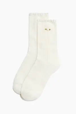Lot de 2 paires de chaussettes en maille pointelle - Blanc — photo 1