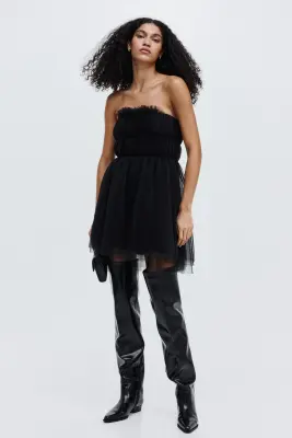 Robe bandeau en tulle - Noir — photo 2