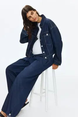 MAMA Pantalon en denim avec jambes ballon - Bleu denim foncé — photo 3