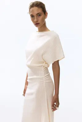 Robe maxi à effet drapé - Crème — photo 3