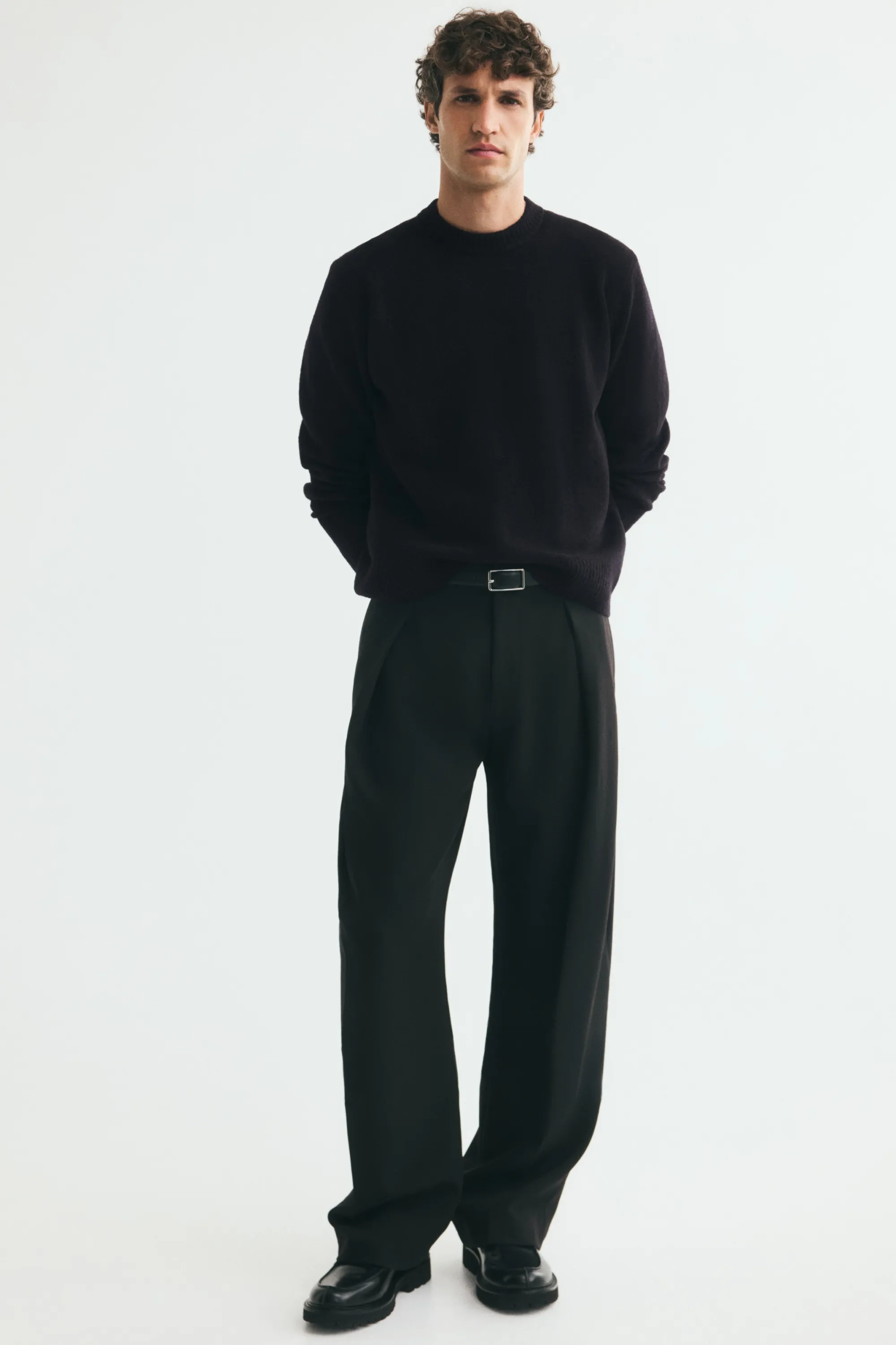 Pull Regular Fit à la finition brossée - Noir