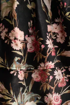 Robe en lin mélangé - Noir/fleuri — photo 5