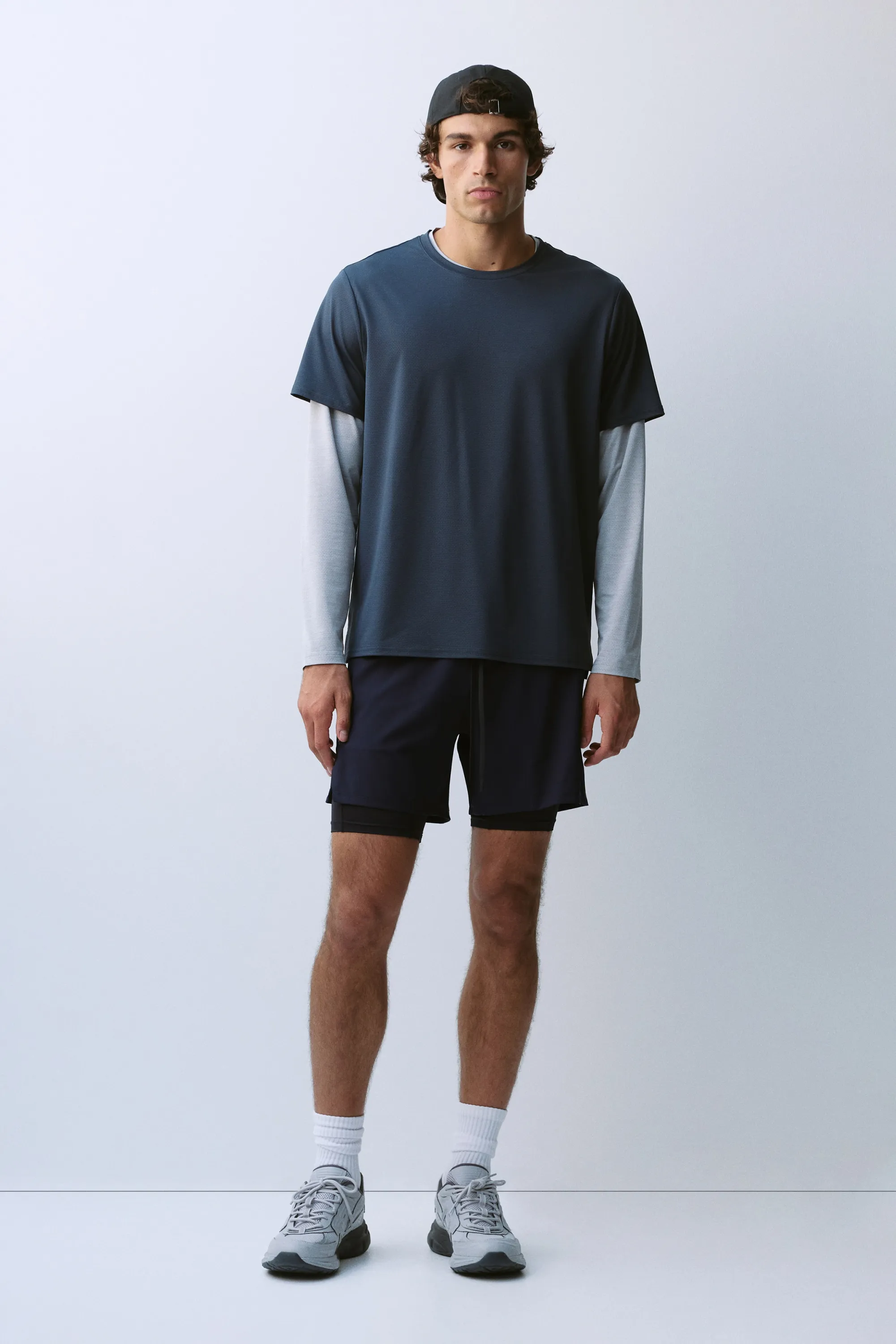 Short de sport superposé DryMove™ - Bleu marine