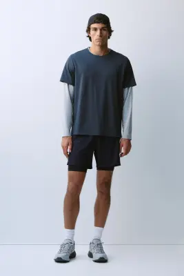 Short de sport superposé DryMove™ - Bleu marine — photo 1