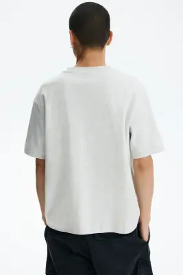 T-shirt Loose Fit en interlock - Gris clair chiné — photo 3