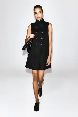 ROBE COURTE EN LAINE MÉLANGÉE DOUBLE FACE - NOIR — photo 2