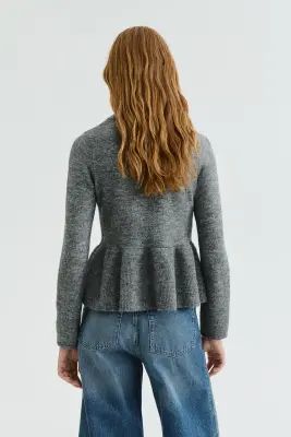 Pull péplum - Gris chiné — photo 2