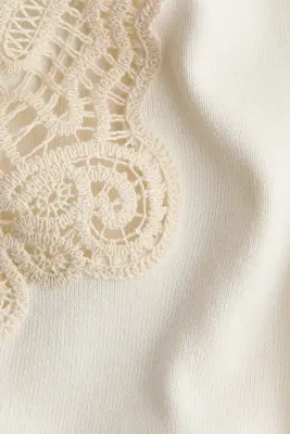 Top en maille fine avec dentelle - Blanc/crème — photo 2