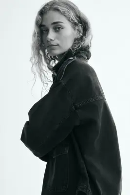 Surchemise oversize en denim - Noir denim — photo 4