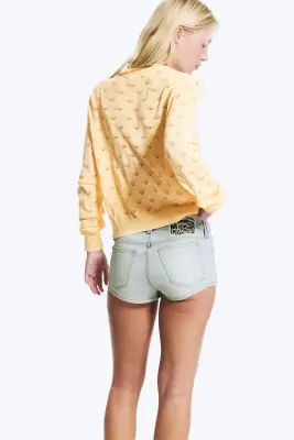 Cardigan confectionné en maille pointelle - Jaune clair cendré — photo 3