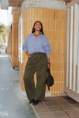 Chemise oversize rayée brodée — photo 3