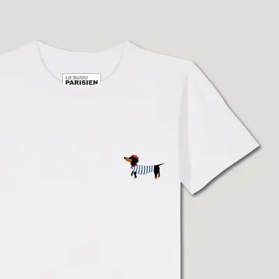 T-SHIRT ENFANT COTON BIO – TECKEL - BLANC — photo 2