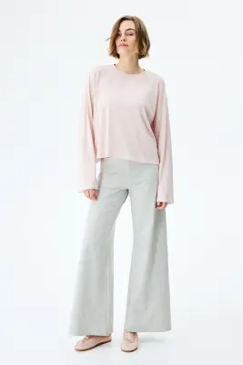 Pantalon évasé en jersey - Gris clair chiné — photo 2