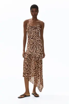 Asymmetric strappy dress - Beige/motif — photo 1