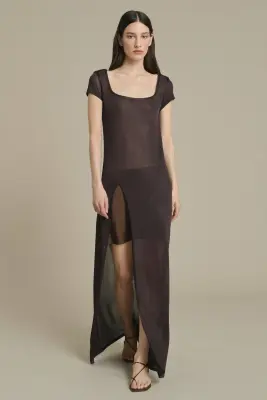 ROBE ORNELLA MARRON FONCÉ — photo 1