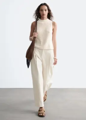 Pantalon court barrel - Écru — photo 2